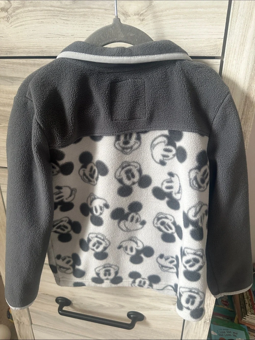 Disney Gray and Light Gray Mickey Print Fleece Jacket